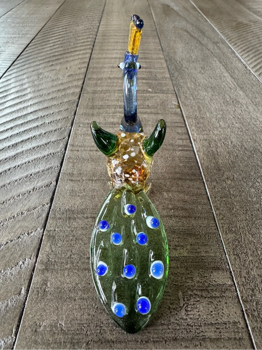 Pier 1 Imports Handmade - Handblown Art Glass Peacock Figurine